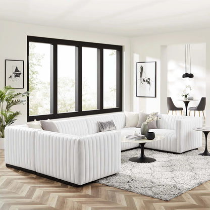 Conjure Channel Tufted Upholstered Fabric 6-Piece U-Shaped Sectional