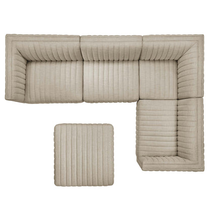 Conjure Channel Tufted Upholstered Fabric 5-Piece Sectional