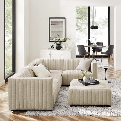 Conjure Channel Tufted Upholstered Fabric 5-Piece Sectional