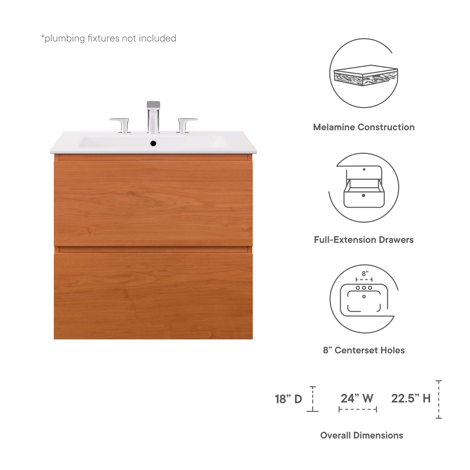 Scenic 24" Wall-Mount Bathroom Vanity