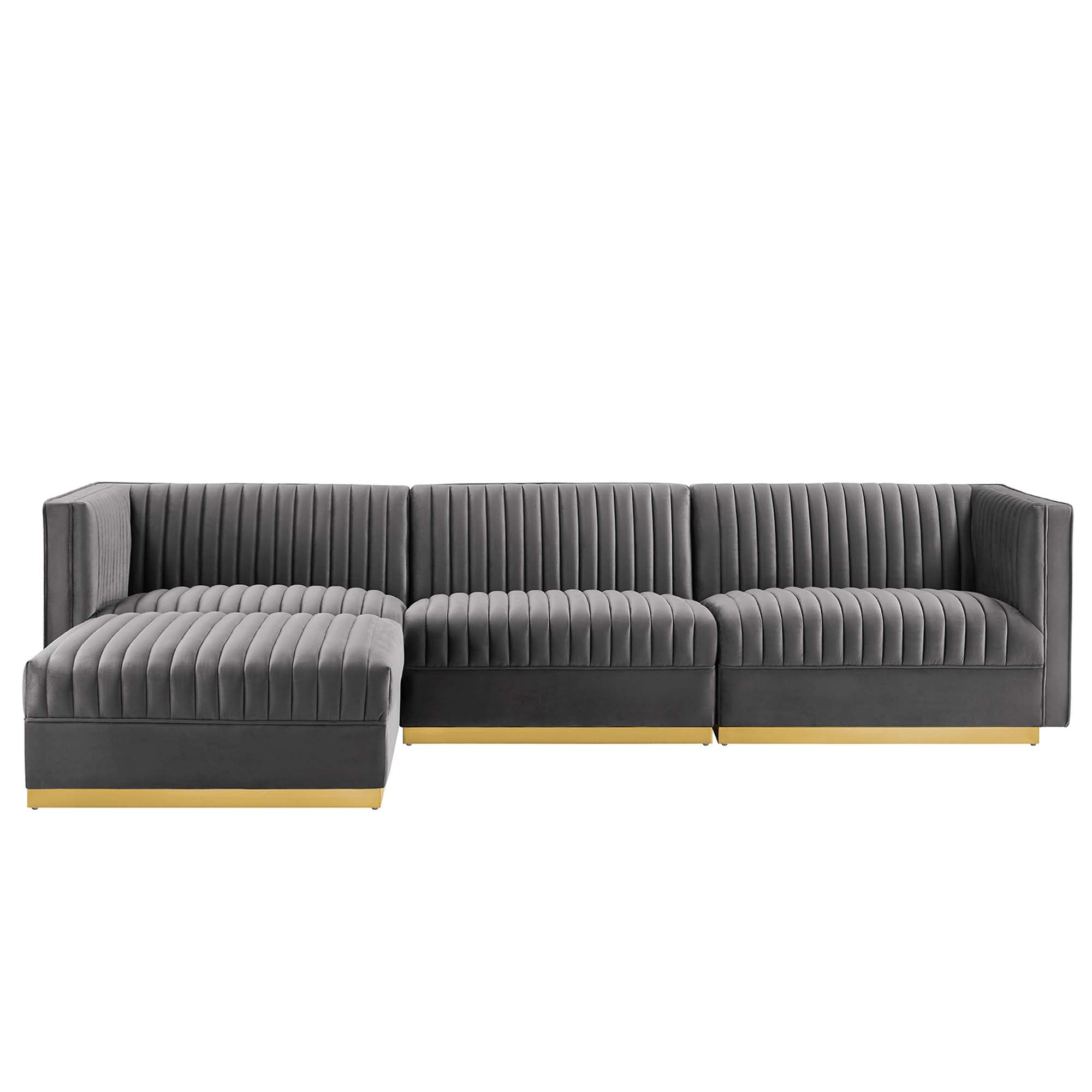 Sanguine Channel Tufted Performance Velvet 4-Piece Modular Sectional Sofa