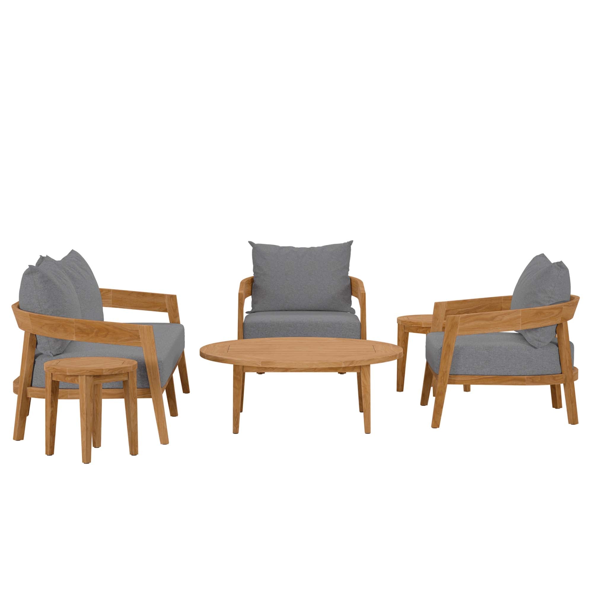 Brisbane 6-Piece Teak Wood Outdoor Patio Set