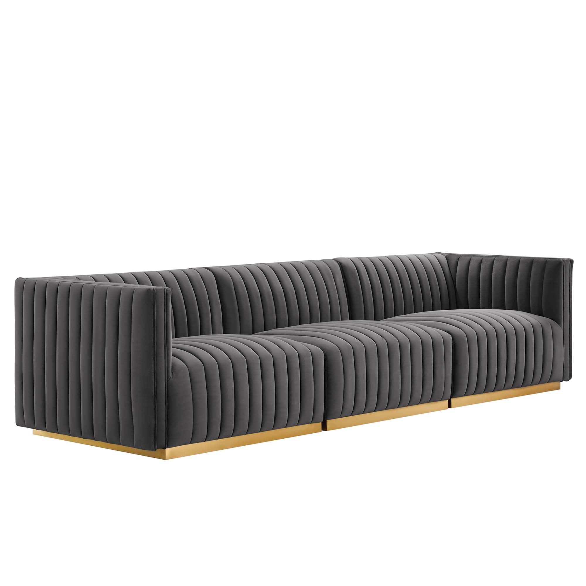 Conjure Channel Tufted Performance Velvet Sofa