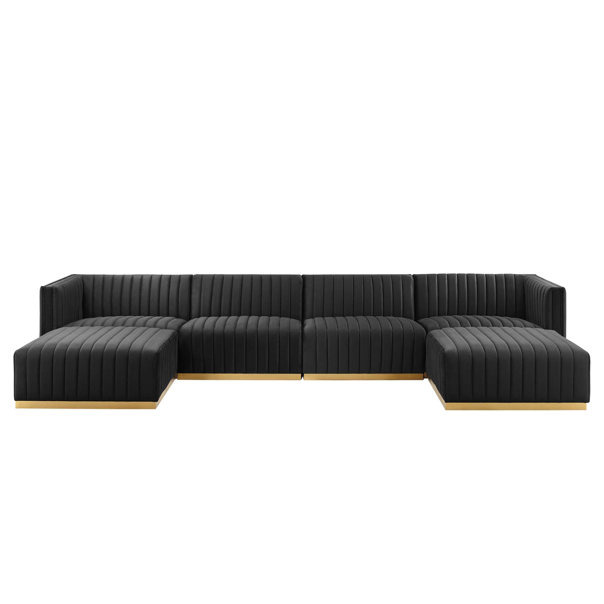 Conjure Channel Tufted Performance Velvet 6-Piece Sectional