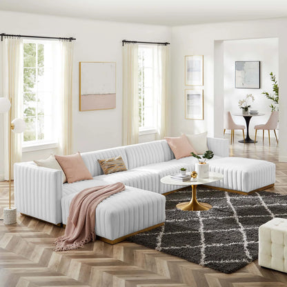 Conjure Channel Tufted Performance Velvet 6-Piece Sectional