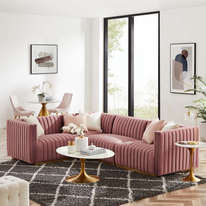 Conjure Channel Tufted Performance Velvet 4-Piece Sectional