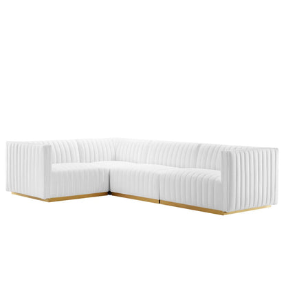 Conjure Channel Tufted Performance Velvet 4-Piece Sectional