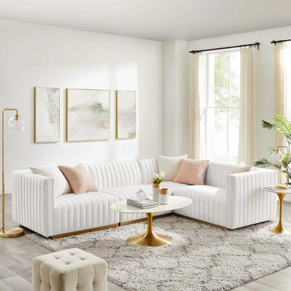 Conjure Channel Tufted Performance Velvet 4-Piece Sectional