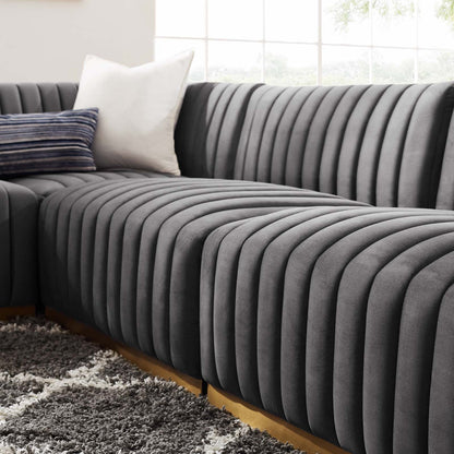Conjure Channel Tufted Performance Velvet 5-Piece Sectional