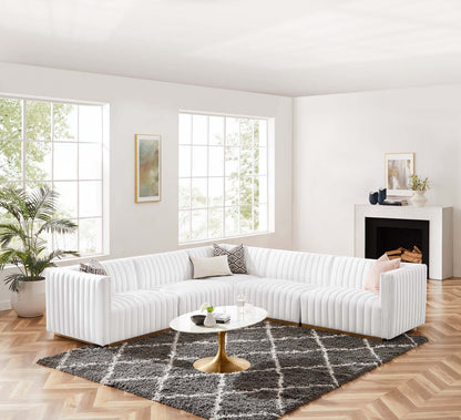 Conjure Channel Tufted Performance Velvet 5-Piece Sectional