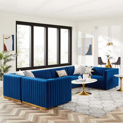 Conjure Channel Tufted Performance Velvet 6-Piece U-Shaped Sectional