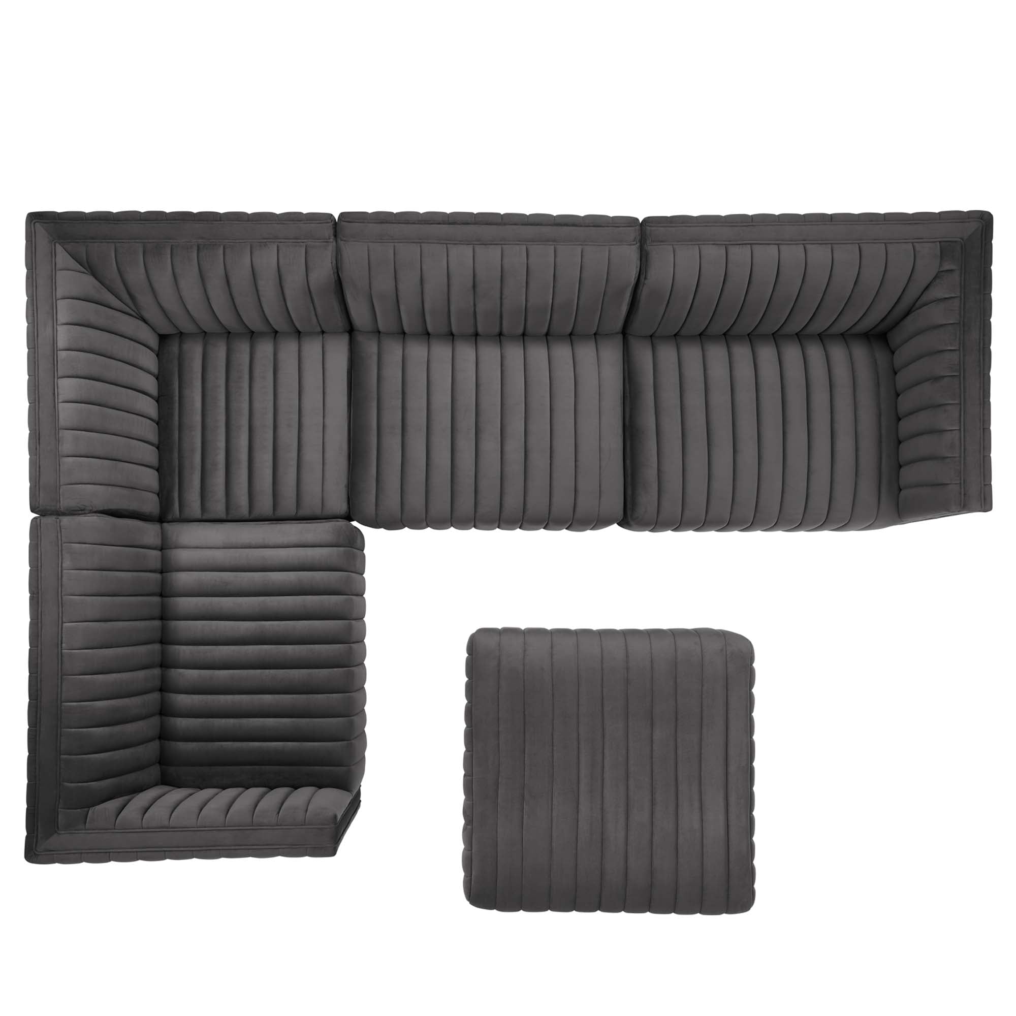 Conjure Channel Tufted Performance Velvet 5-Piece Sectional