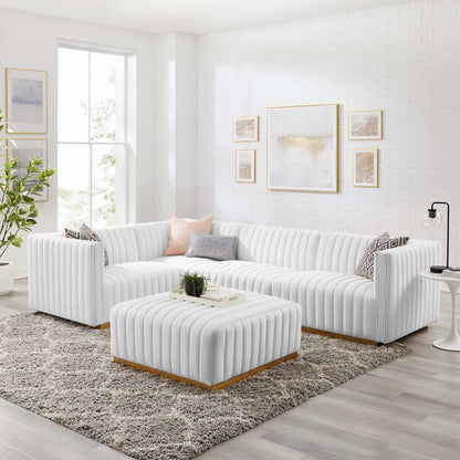 Conjure Channel Tufted Performance Velvet 5-Piece Sectional