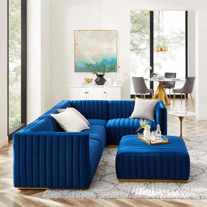 Conjure Channel Tufted Performance Velvet 5-Piece Sectional