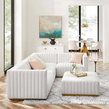 Conjure Channel Tufted Performance Velvet 5-Piece Sectional