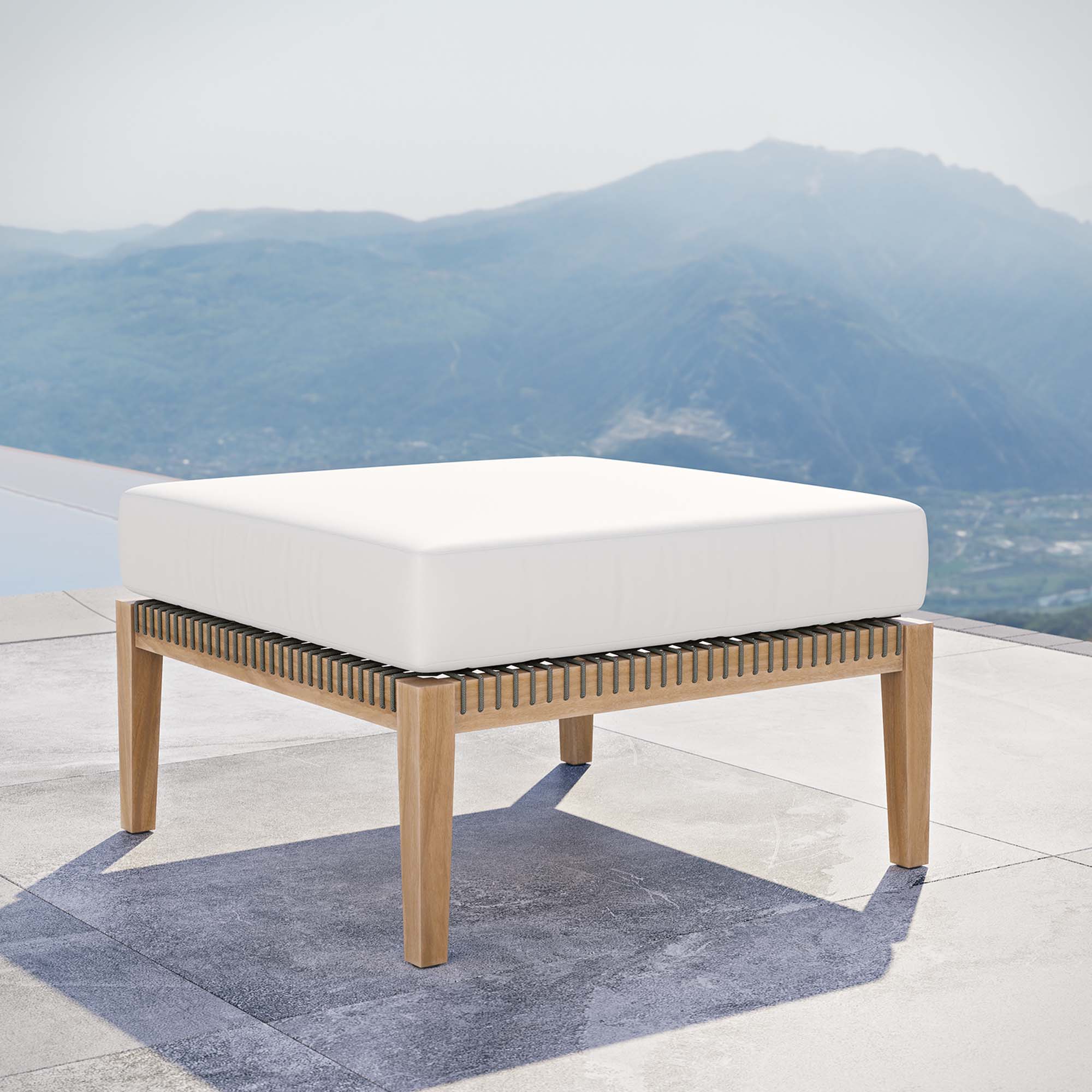 Clearwater Outdoor Patio Teak Wood Ottoman