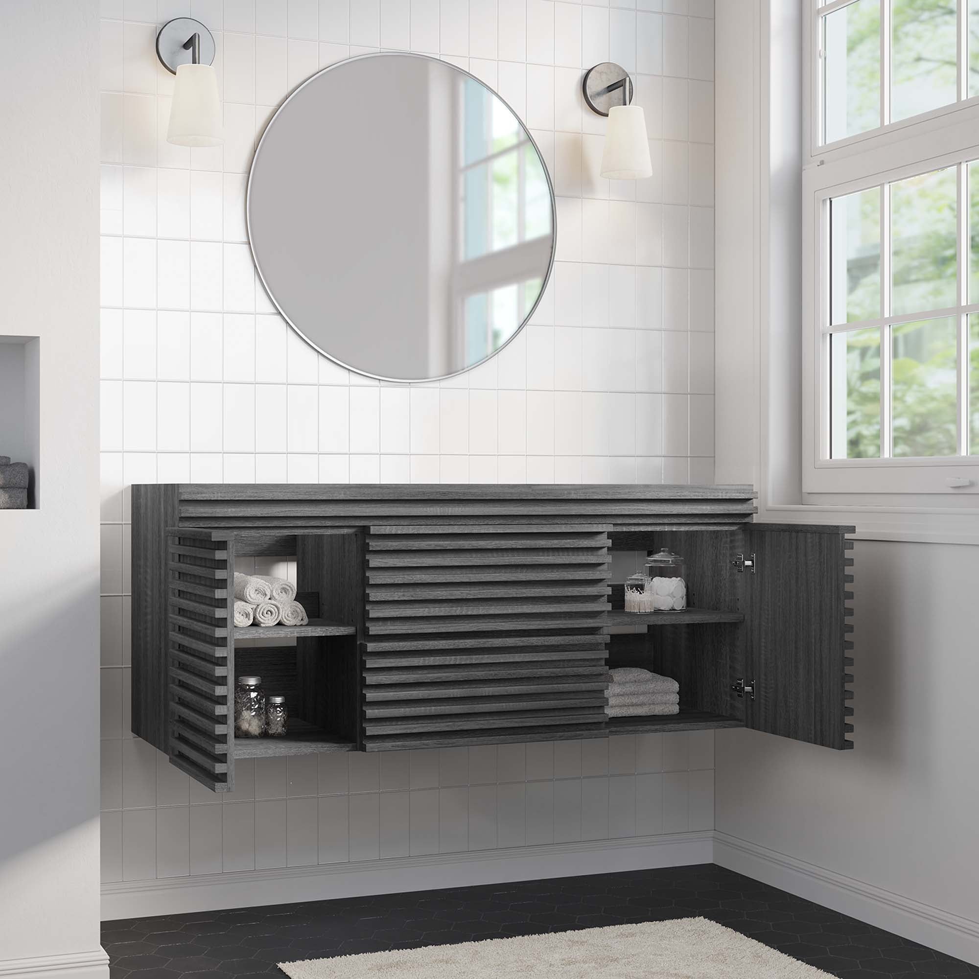 Render 48" Single Sink Compatible (not included) Bathroom Vanity Cabinet