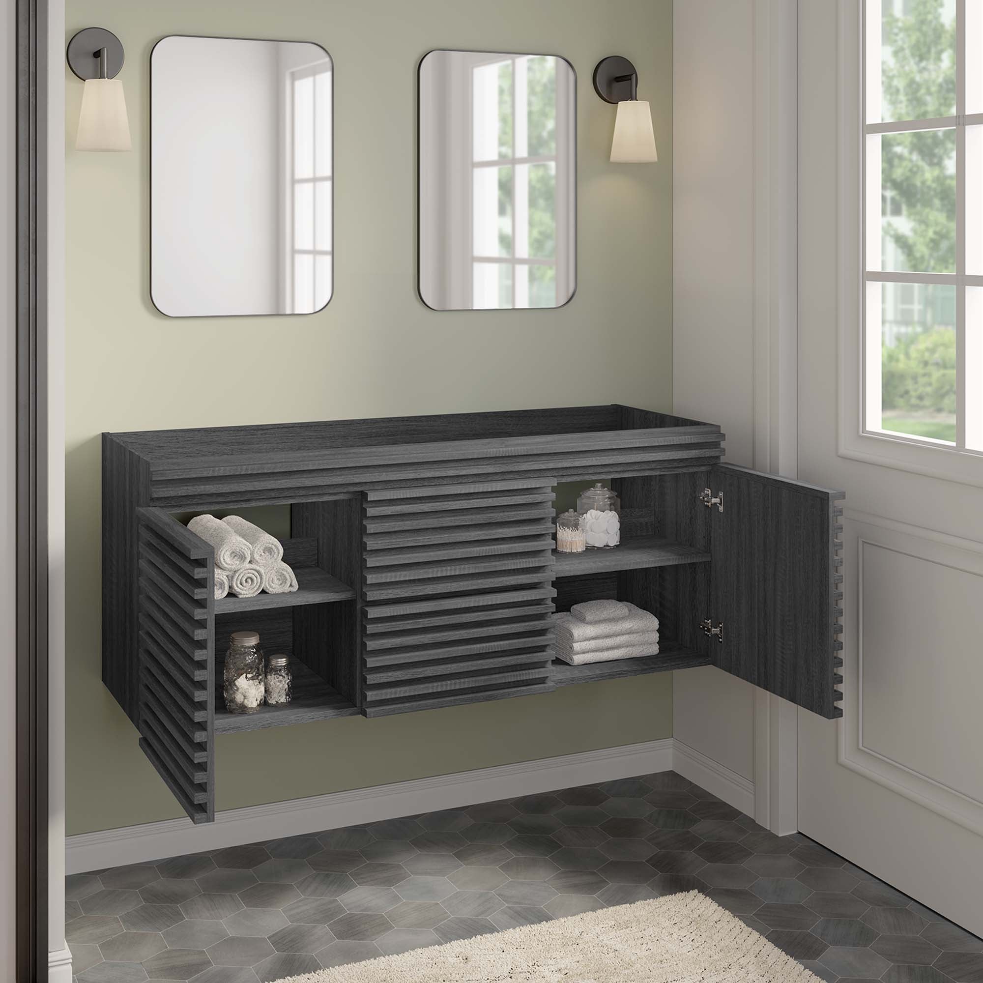 Render 48" Double Sink Compatible (Not Included) Bathroom Vanity Cabinet