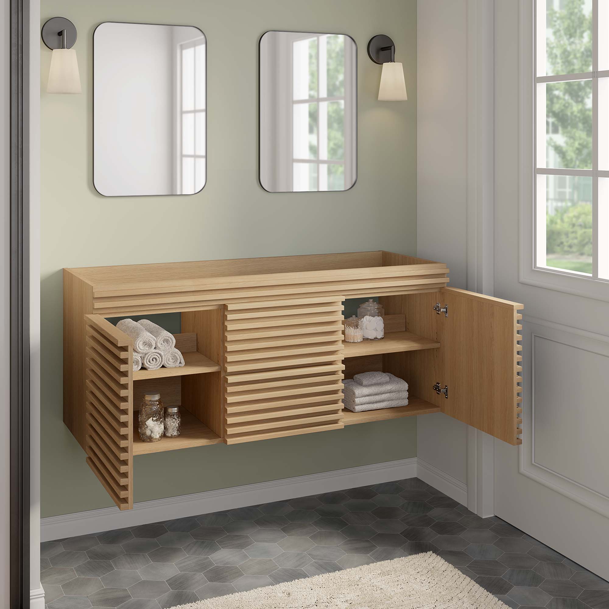 Render 48" Double Sink Compatible (Not Included) Bathroom Vanity Cabinet