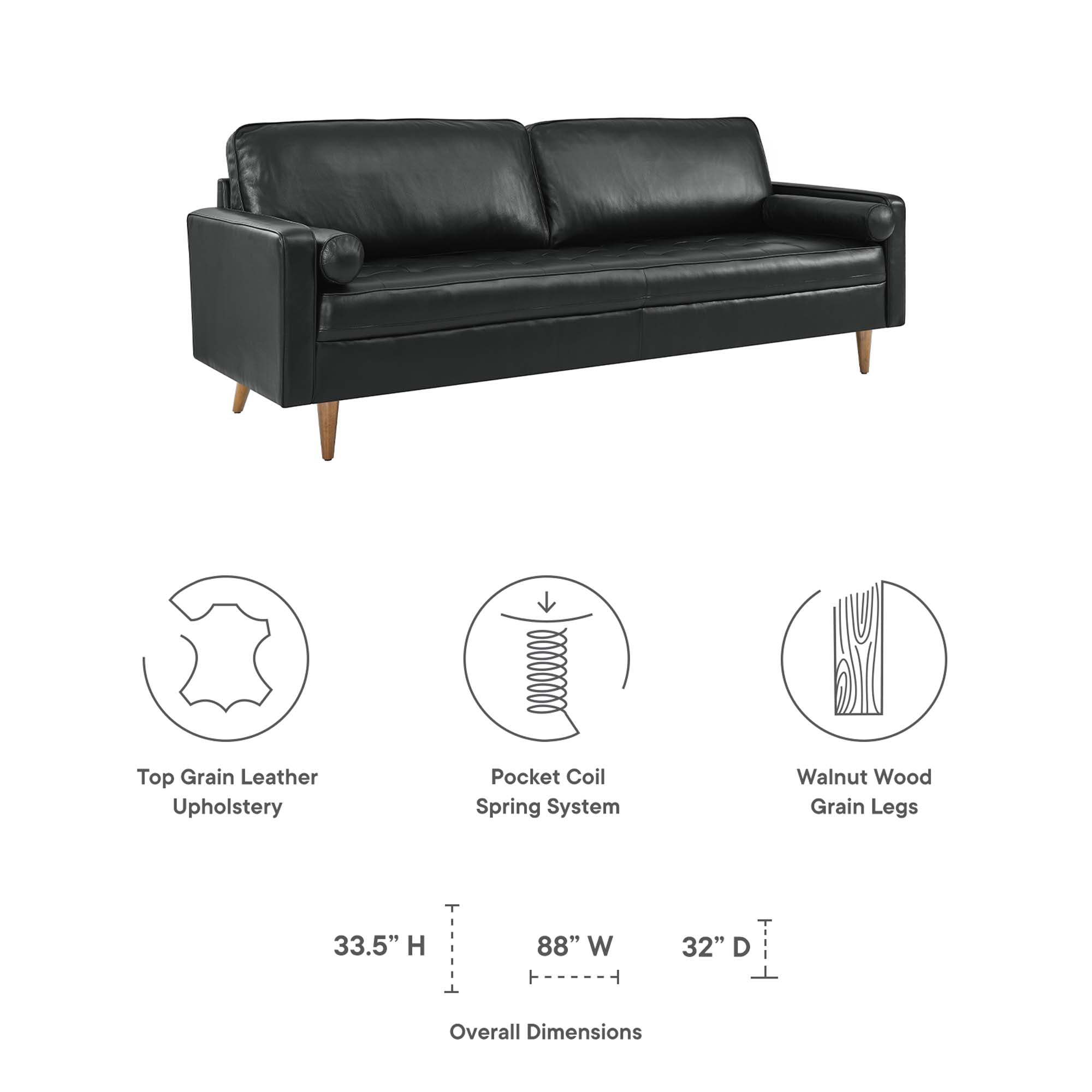 Valour 88" Leather Sofa