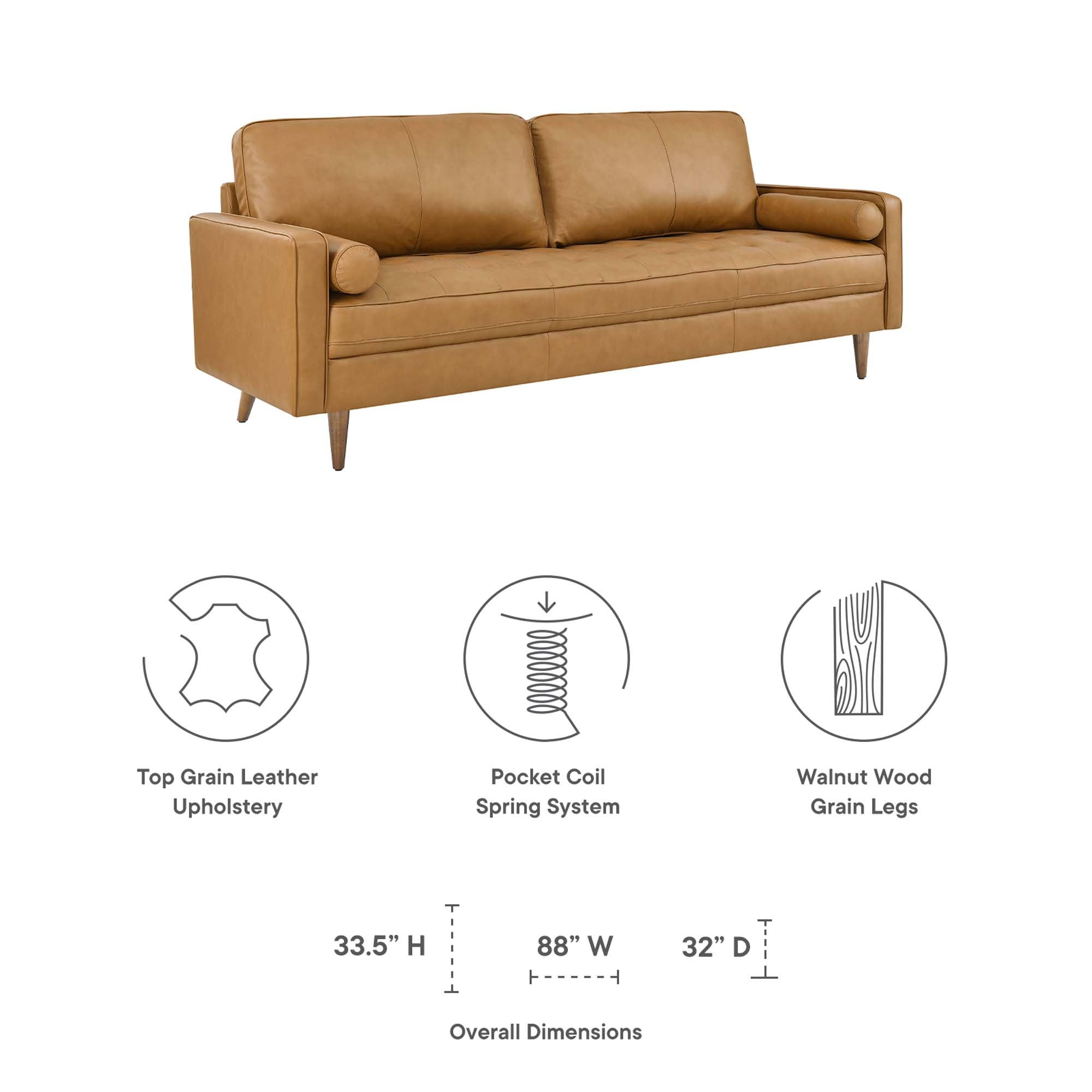 Valour 88" Leather Sofa