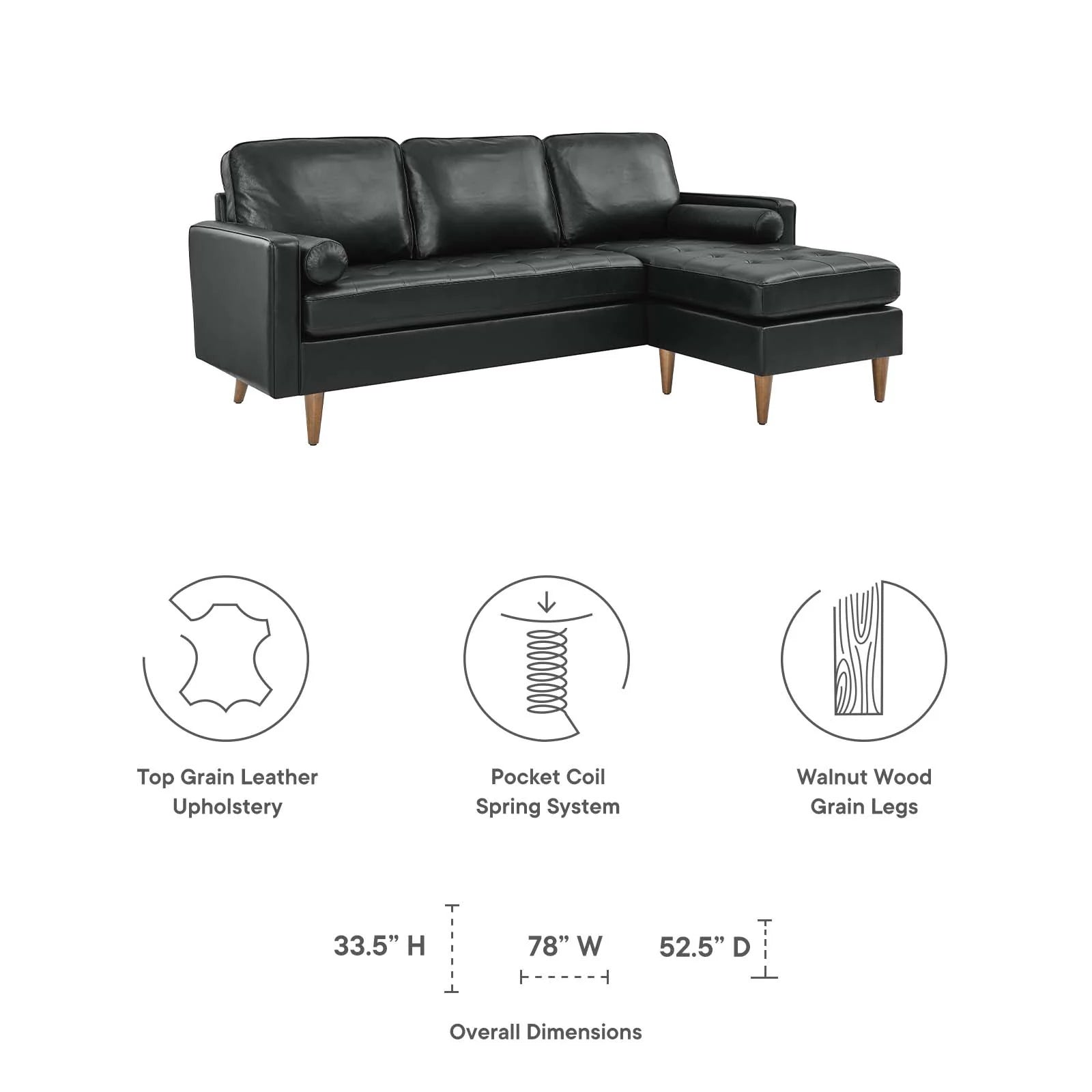 Wren 78" Leather Apartment Sectional Sofa