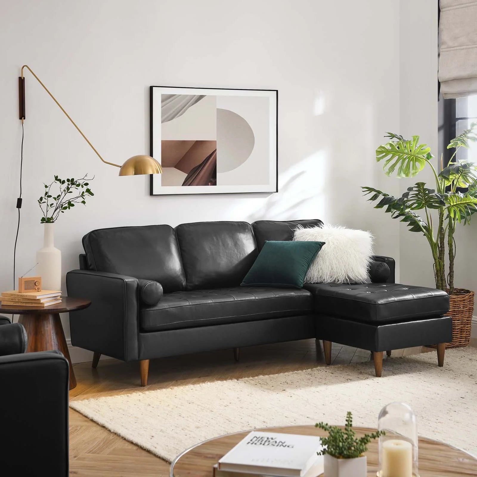 Wren 78" Leather Apartment Sectional Sofa