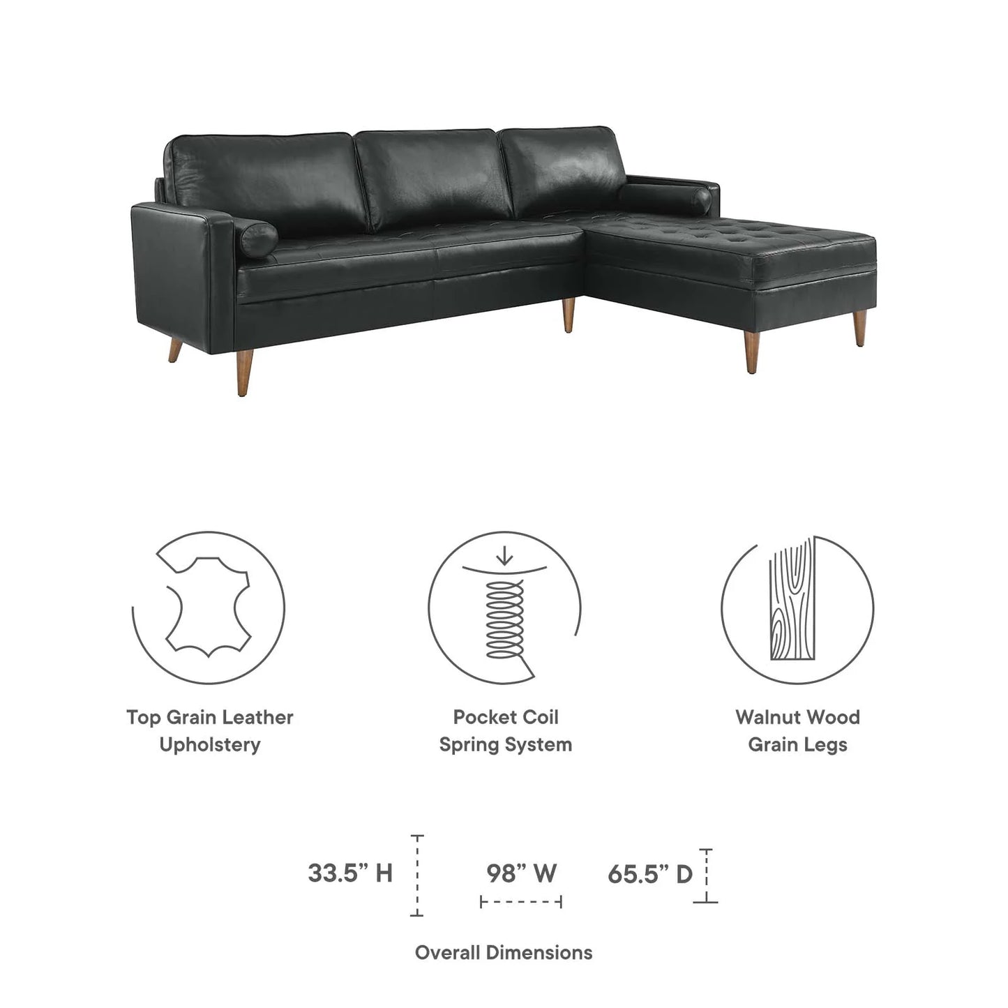 Wren 98" Leather Sectional Sofa
