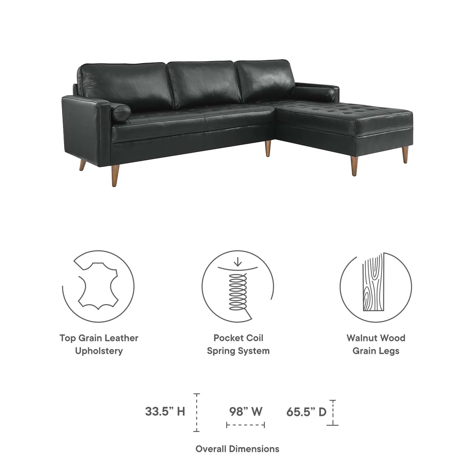 Wren 98" Leather Sectional Sofa