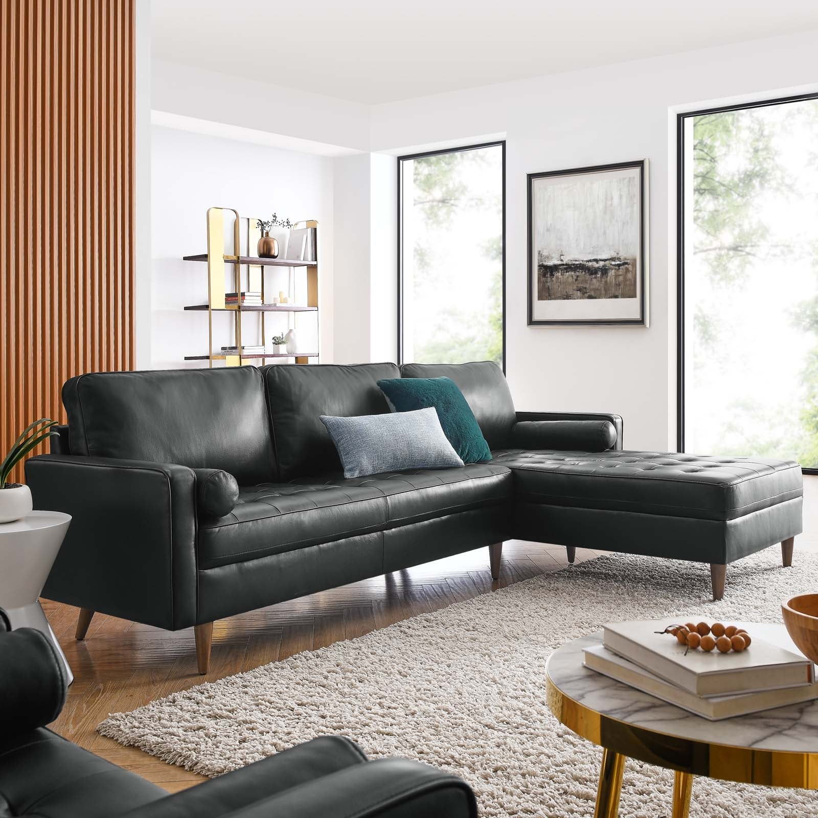 Wren 98" Leather Sectional Sofa