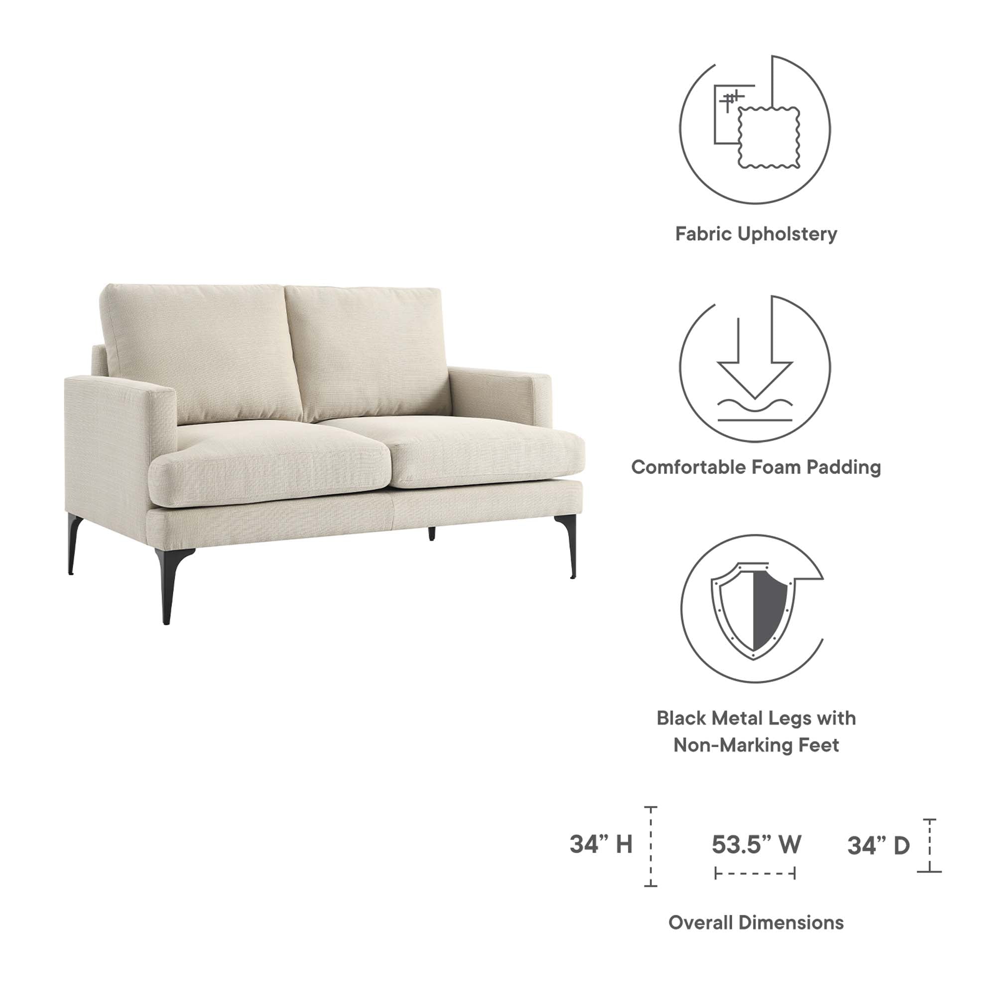 Evermore Upholstered Fabric Loveseat