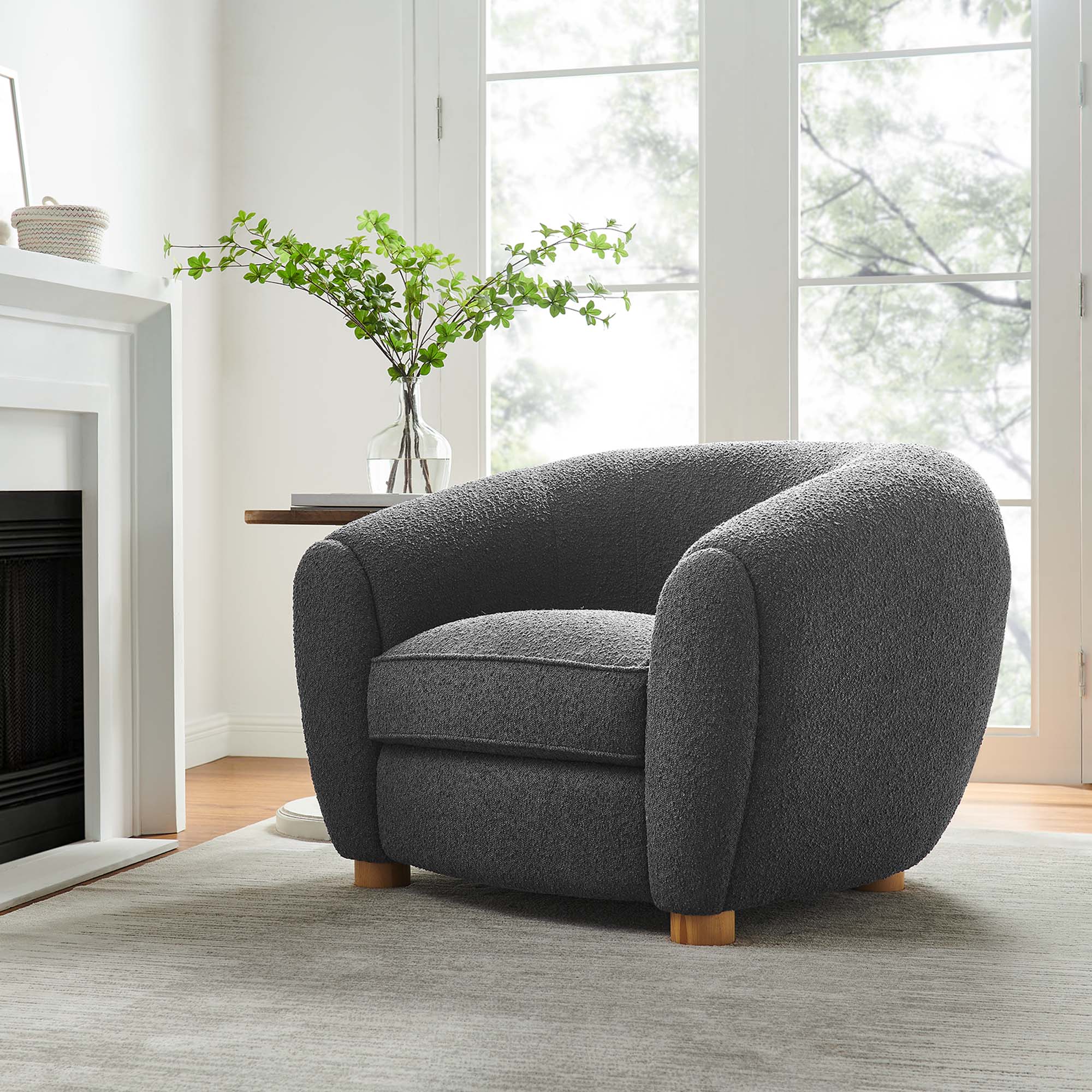 Abundant Boucle Upholstered Fabric Armchair