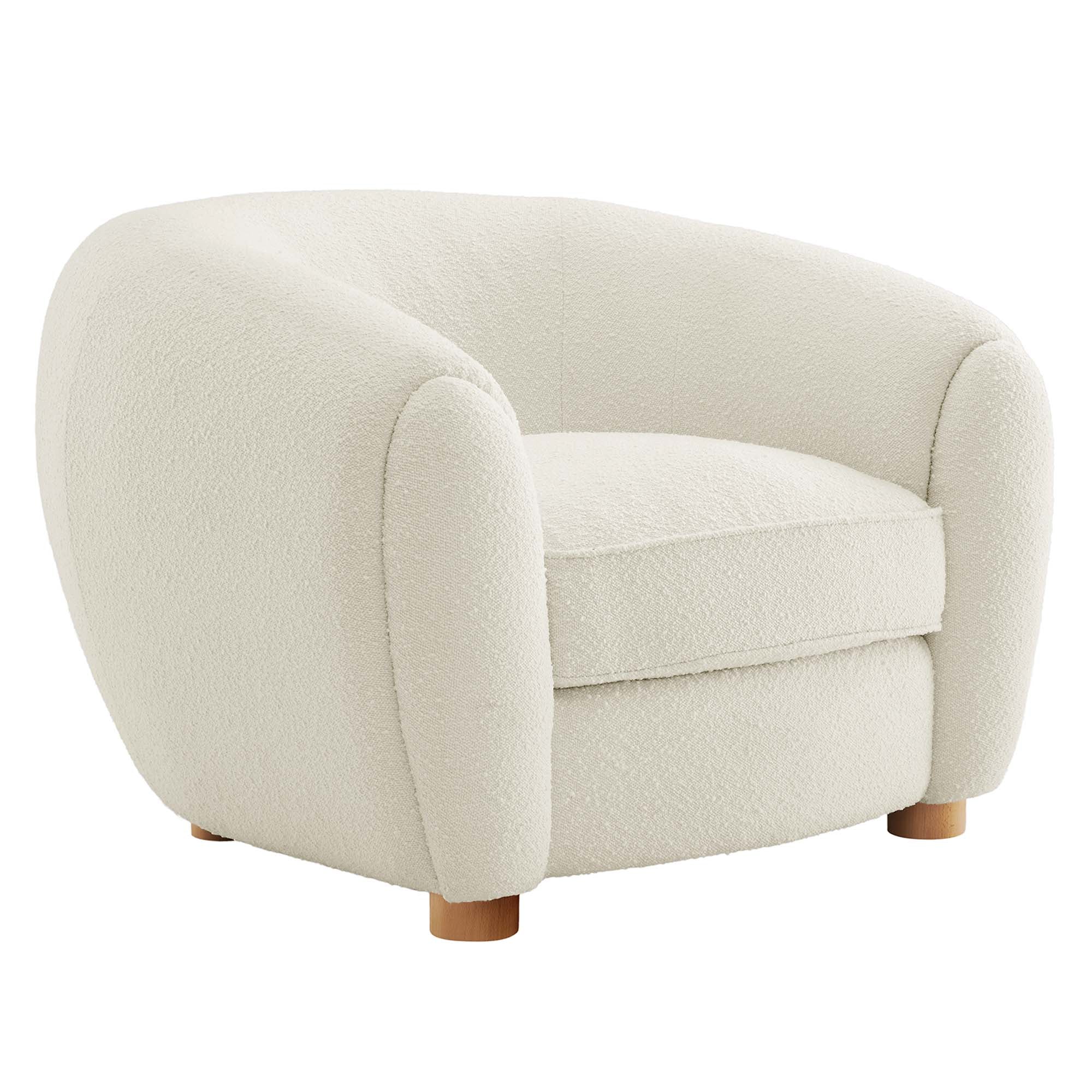 Abundant Boucle Upholstered Fabric Armchair