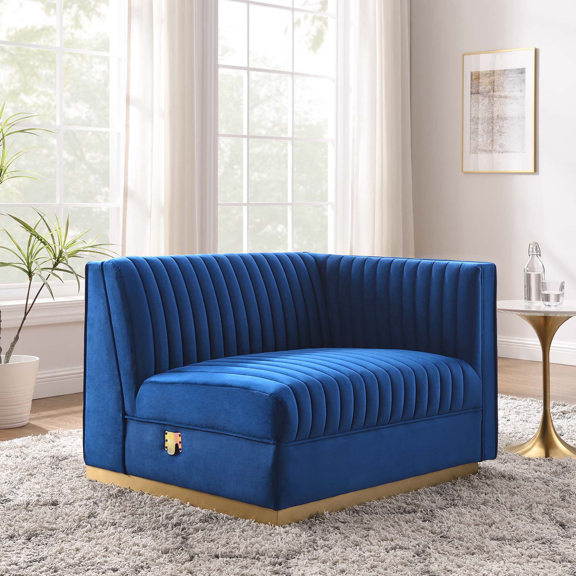 Sanguine Channel Tufted Performance Velvet Modular Sectional Sofa Right-Arm Chair