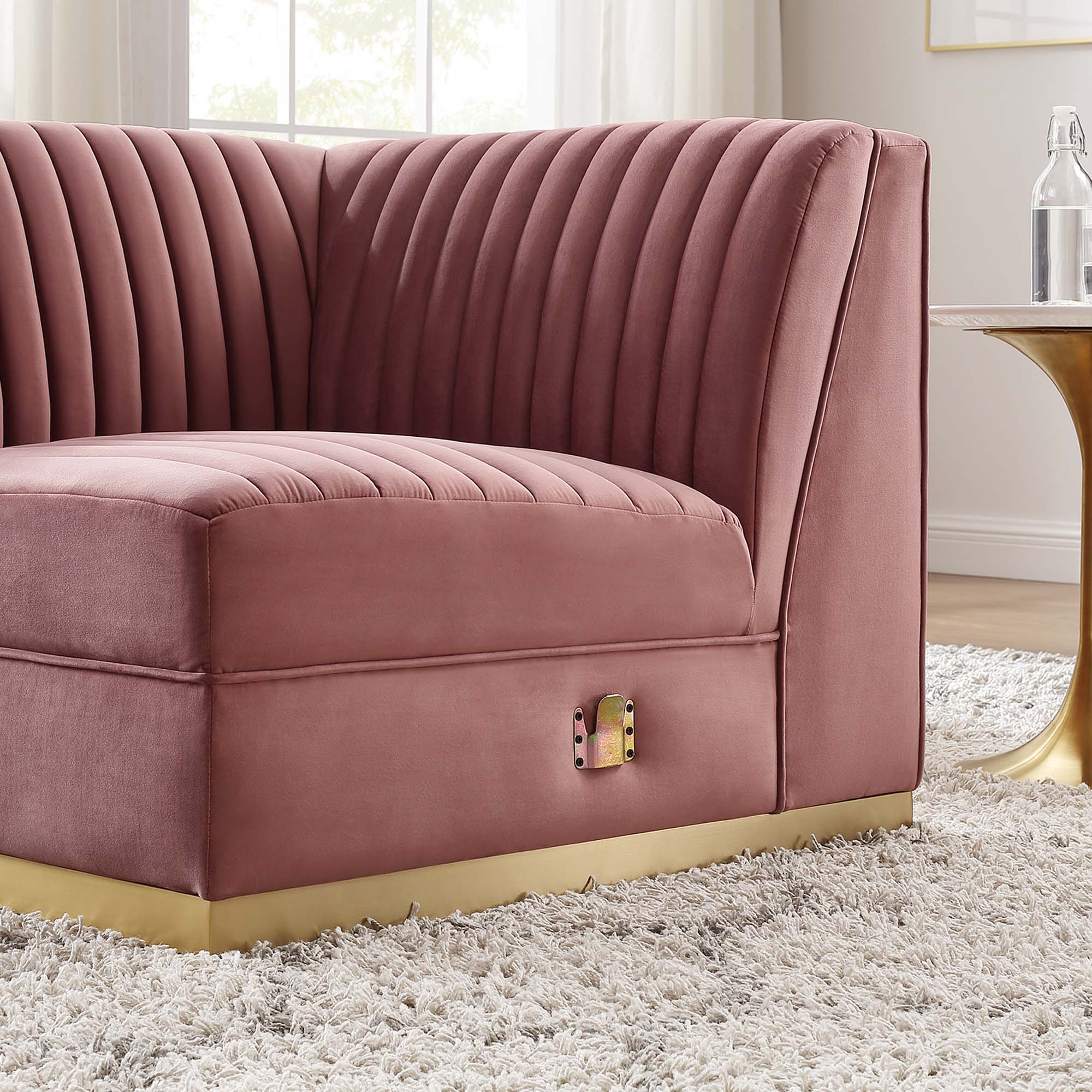 Sanguine Channel Tufted Performance Velvet Modular Sectional Sofa Right Corner Chair