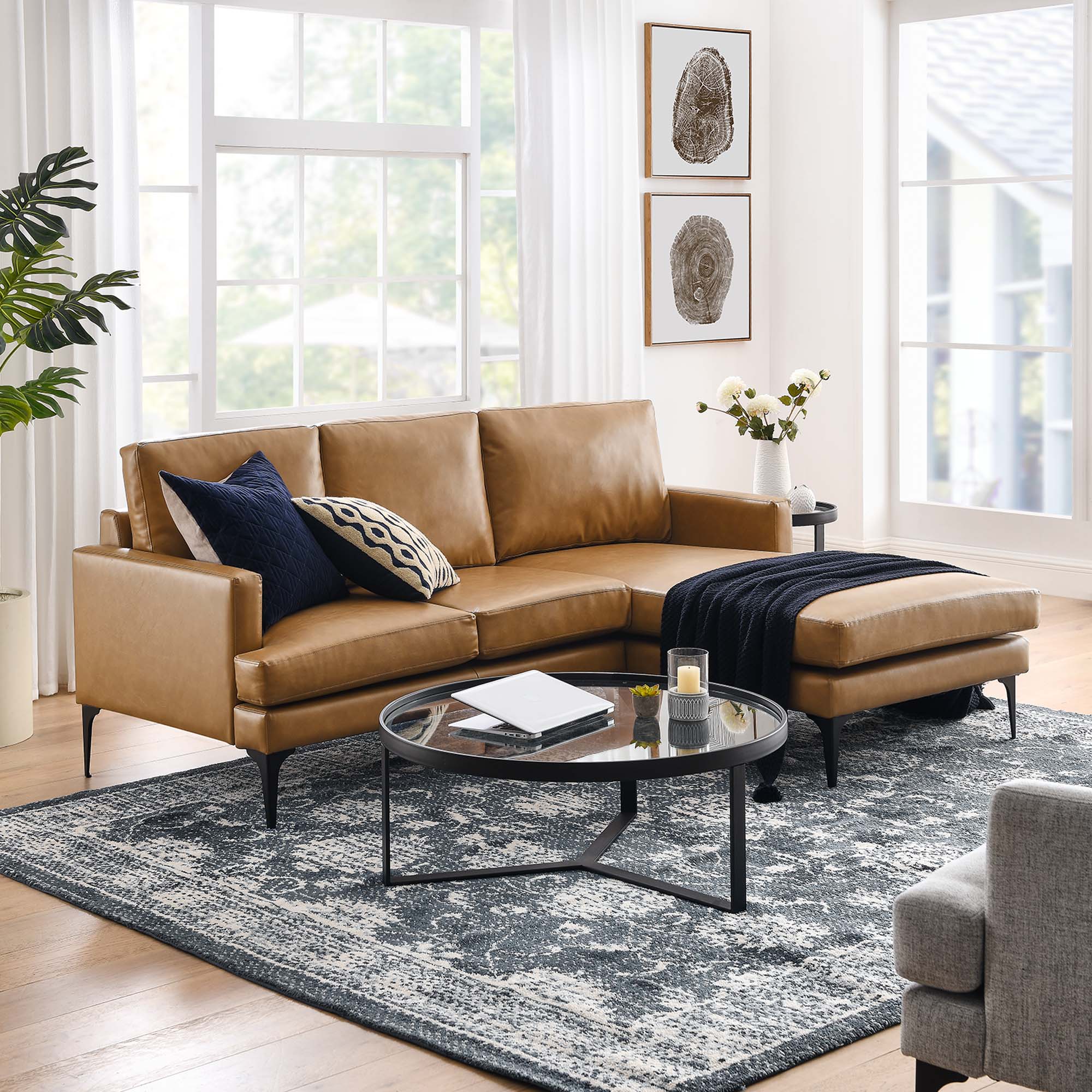 Evermore Right-Facing Vegan Leather Sectional Sofa