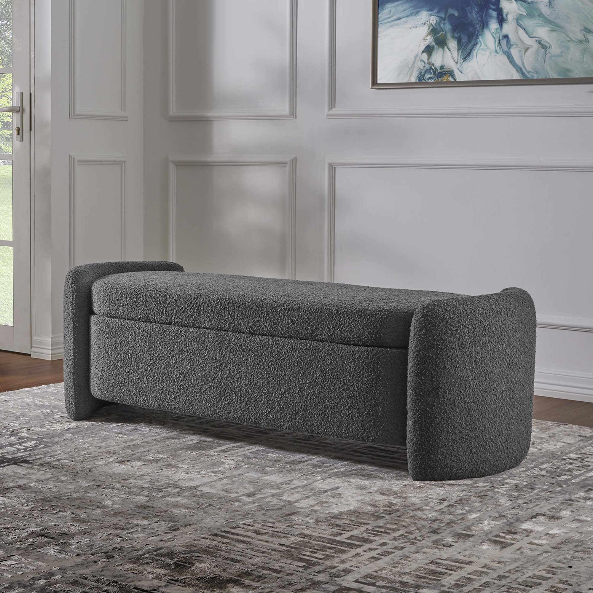 Nebula Boucle Upholstered Bench