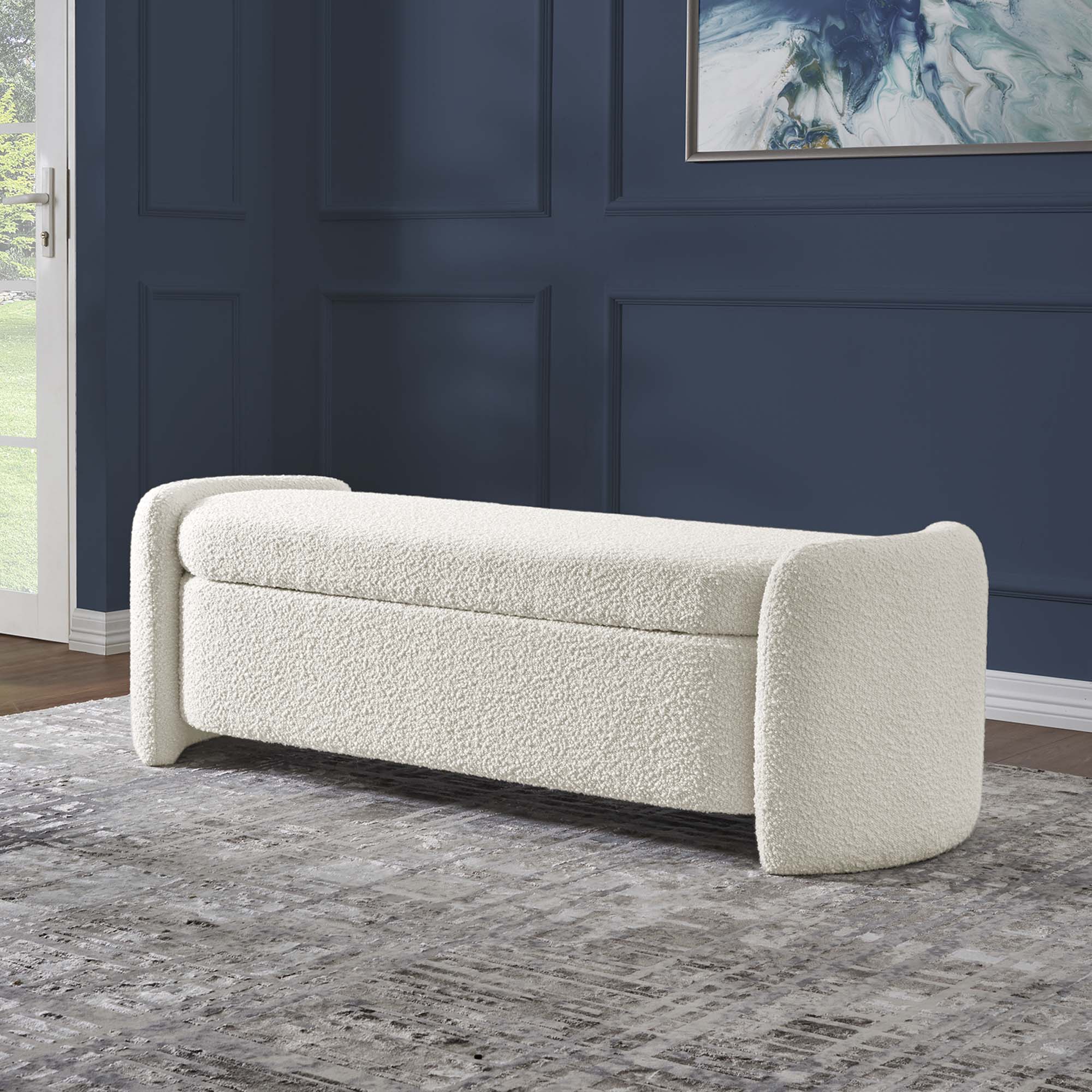 Nebula Boucle Upholstered Bench