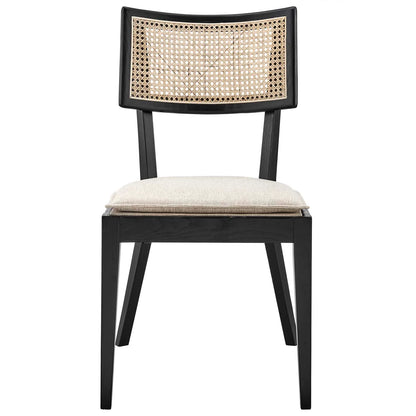Caledonia Black Beige Wood Dining Chair Set of 2
