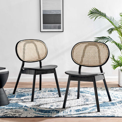 Malina Black Wood Dining Side Chair Set of 2