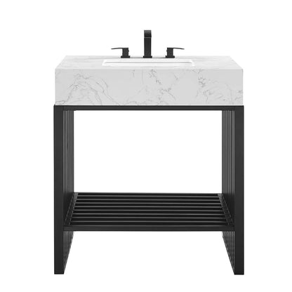 Gridiron 30" White Black Bathroom Vanity
