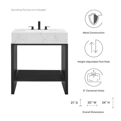 Gridiron 30" White Black Bathroom Vanity