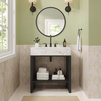 Gridiron 30" White Black Bathroom Vanity