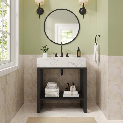 Gridiron 30" White Black Bathroom Vanity