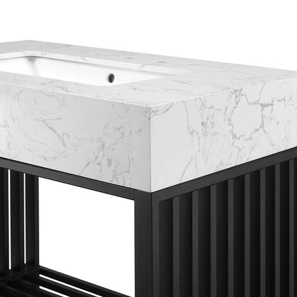 Gridiron 36" White Black Bathroom Vanity