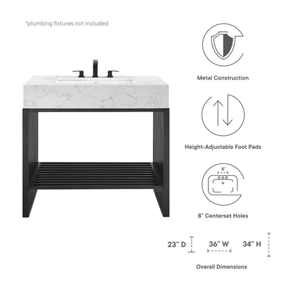 Gridiron 36" White Black Bathroom Vanity