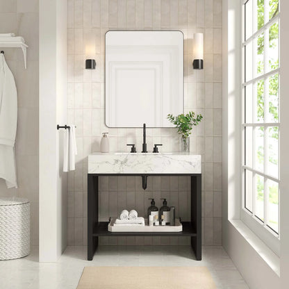 Gridiron 36" White Black Bathroom Vanity