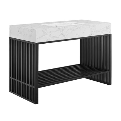Gridiron 48" White Black Bathroom Vanity