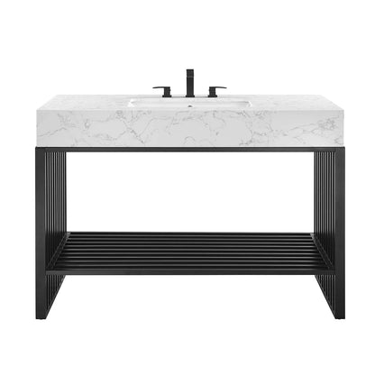 Gridiron 48" White Black Bathroom Vanity