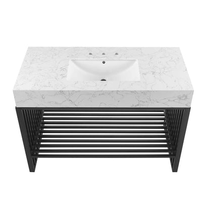 Gridiron 48" White Black Bathroom Vanity